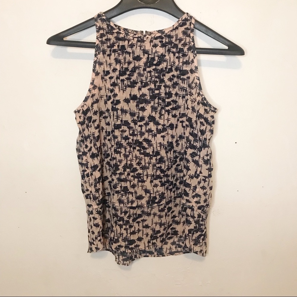 Banana Republic Tan and Black Patterned Sleeveless Blouse